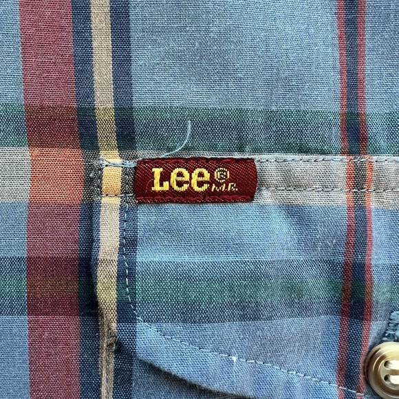 Vintage Lee Plaid Western Dress Shirt Cowboy Button Down Rodeo Ranch Blue Red M - Picture 4 of 9
